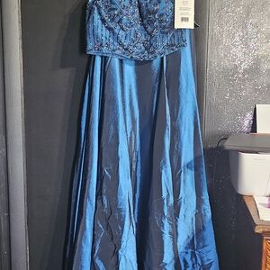 Sherri Hill Blue Embroidered Dress